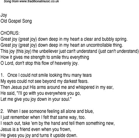 Come now praise his name, all you saints of God. . Joy christian song lyrics